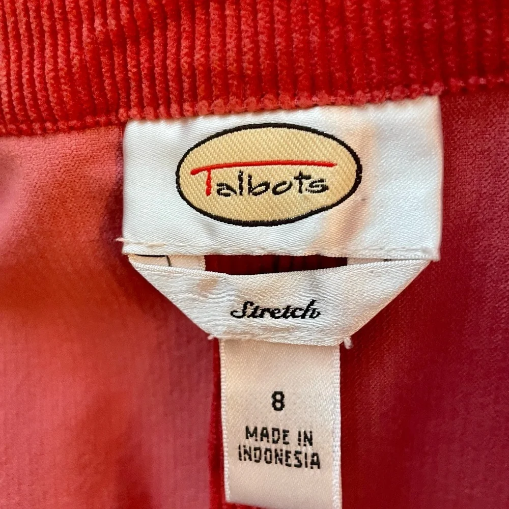 Talbots Salmon Orange Corduroy Blazer Jacket Size 8  Lined Academia Preppy Work - Picture 9 of 12